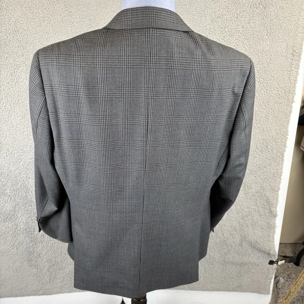 Pronto Uomo Platinum‎ Blazer Jacket Mens 46L Long Charcoal Glen Check Wool